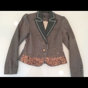 True Meaning Sequin Velvet Tweed Blazer Size 4